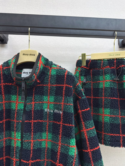 Miu 25fw fleece jacket skirt