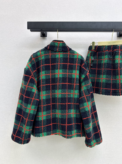 Miu 25fw fleece jacket skirt