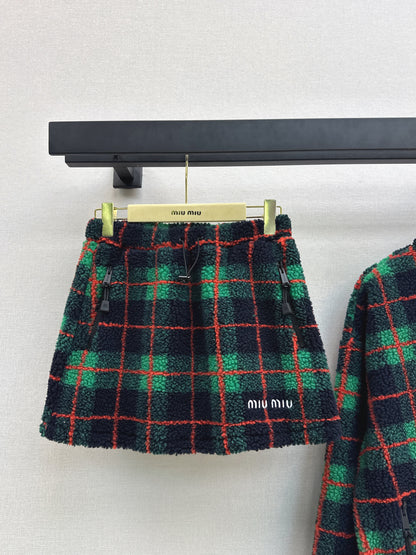 Miu 25fw fleece jacket skirt
