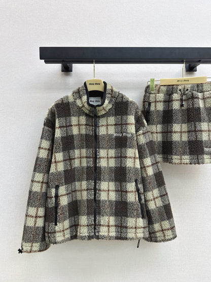 Miu 25fw fleece jacket skirt