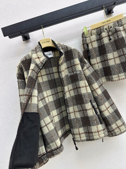 Miu 25fw fleece jacket skirt