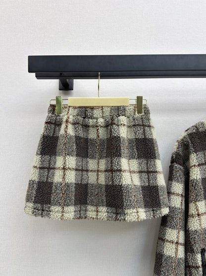 Miu 25fw fleece jacket skirt