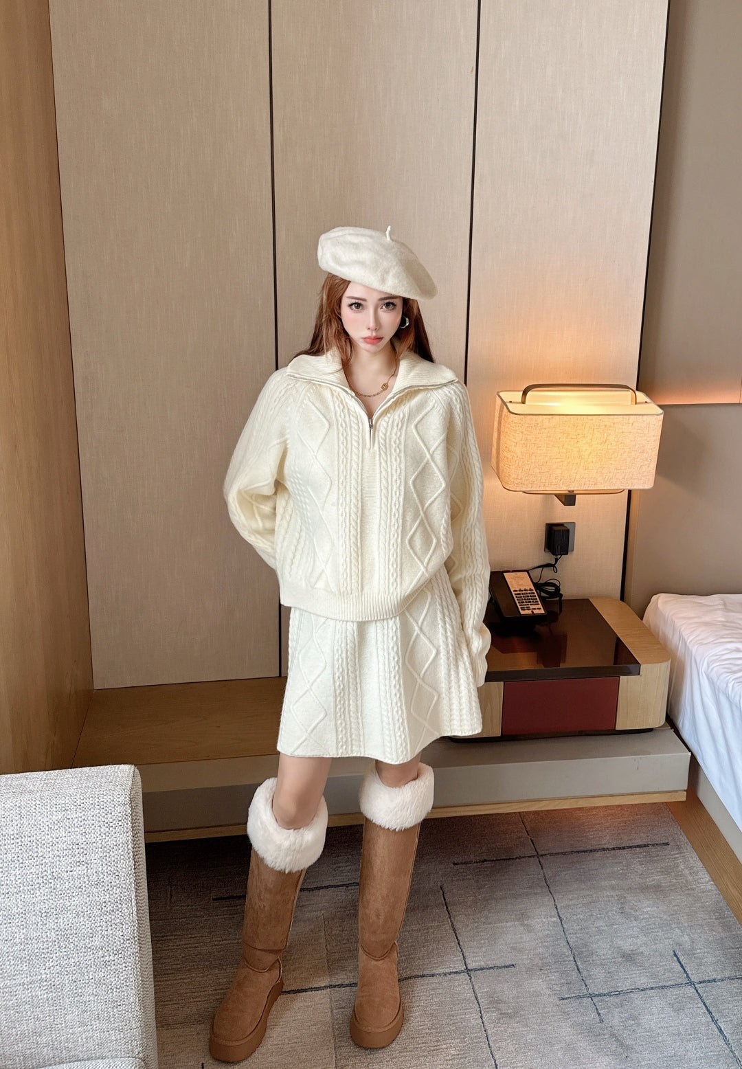Loro 25fw knit sweater skirt set