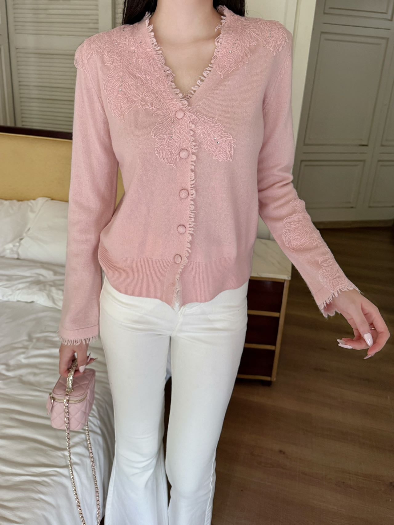 Es 25fw rhinestone cardigan