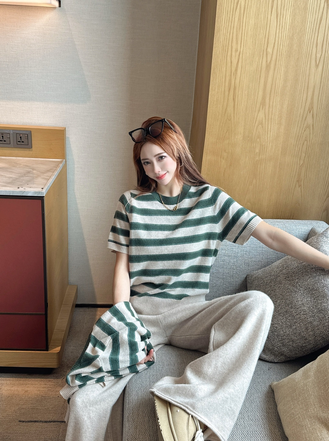 Loro 25fw knit sweater cardigan pant set