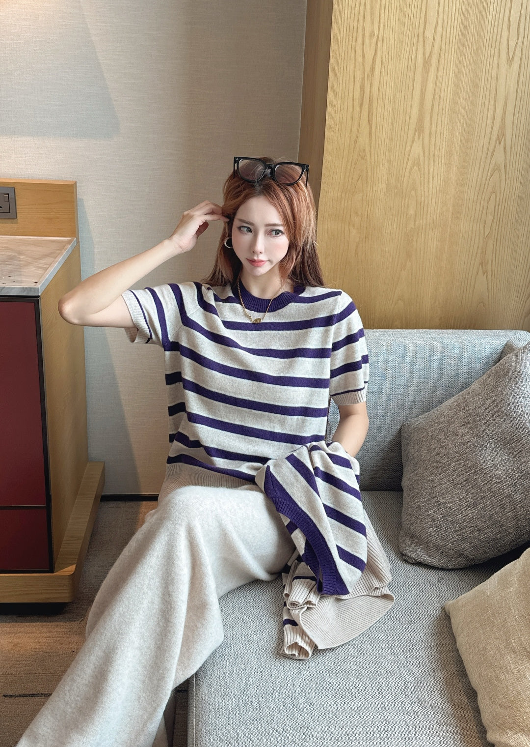 Loro 25fw knit sweater cardigan pant set