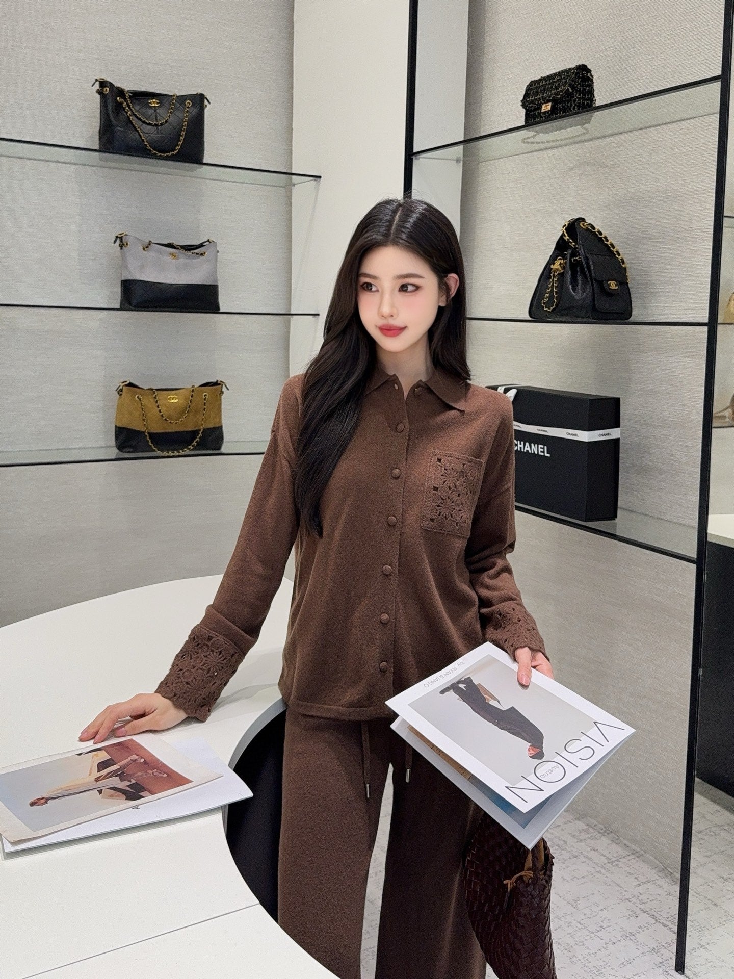 Chol 25fw wool cardigan pants set