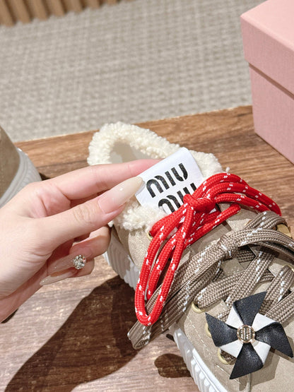Miu 25fw fleece-lined casual shoes