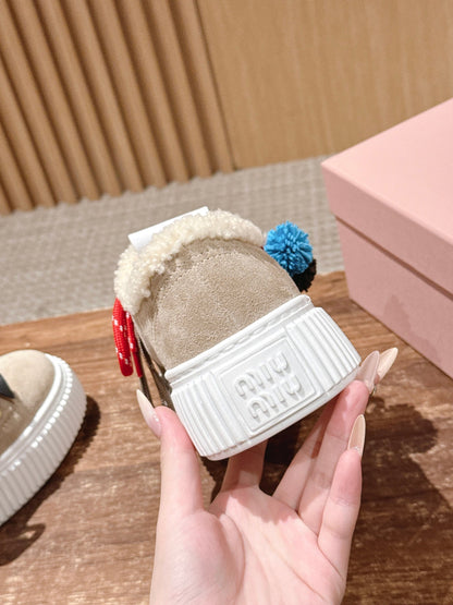 Miu 25fw fleece-lined casual shoes