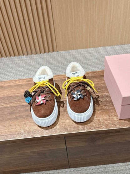 Miu 25fw fleece-lined casual shoes