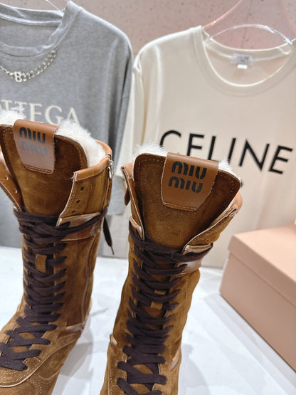 Miu fleece-lined lace-up boots