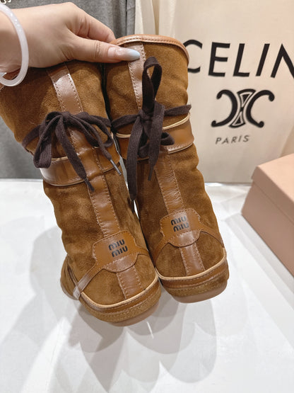 Miu fleece-lined lace-up boots