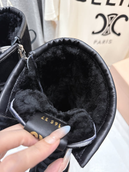 Miu fleece-lined lace-up boots