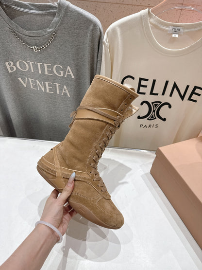 Miu fleece-lined lace-up boots