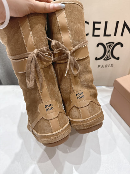 Miu fleece-lined lace-up boots