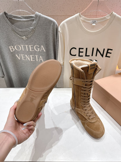 Miu fleece-lined lace-up boots
