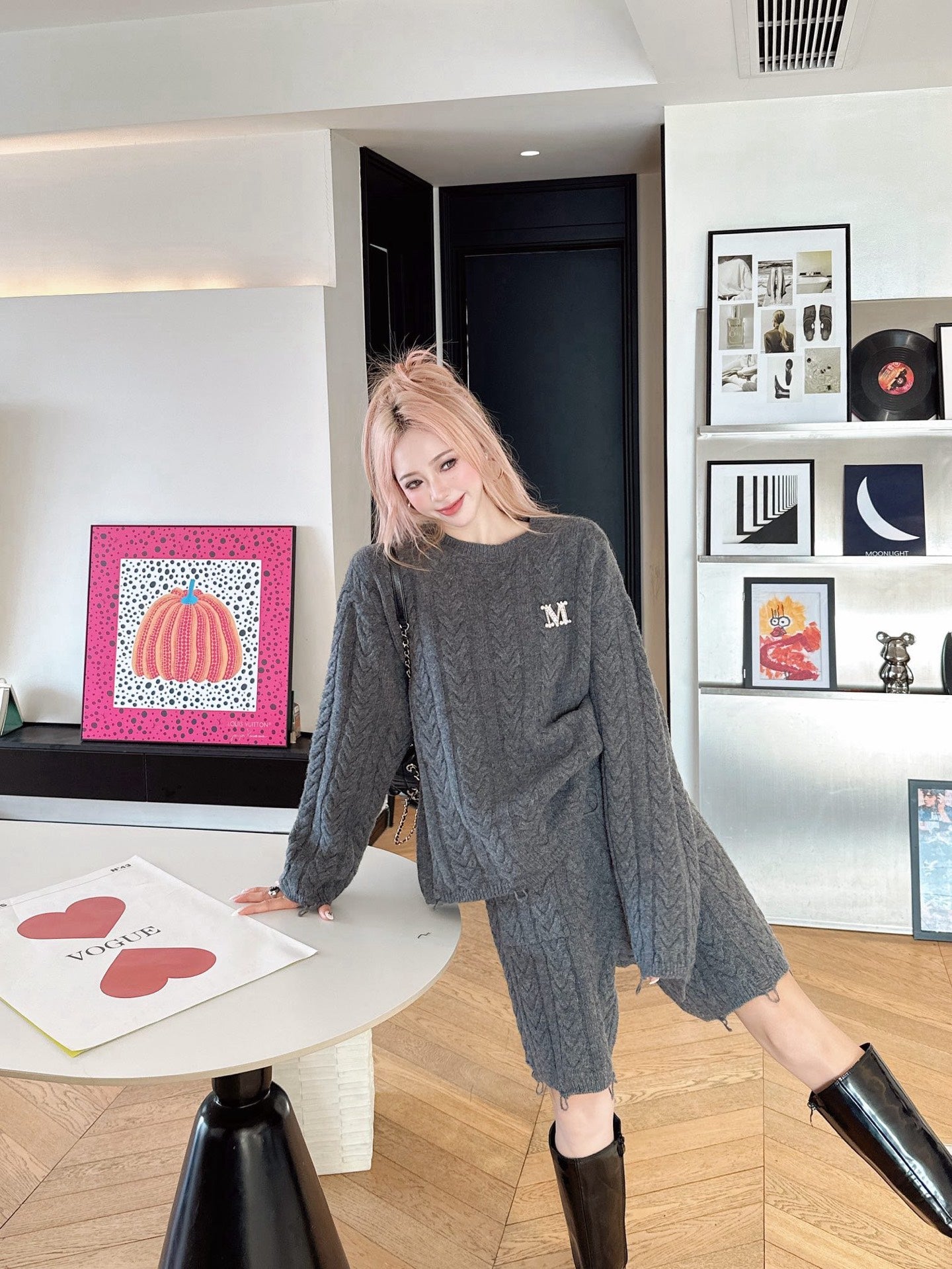 Max 25fw wool sweater short set