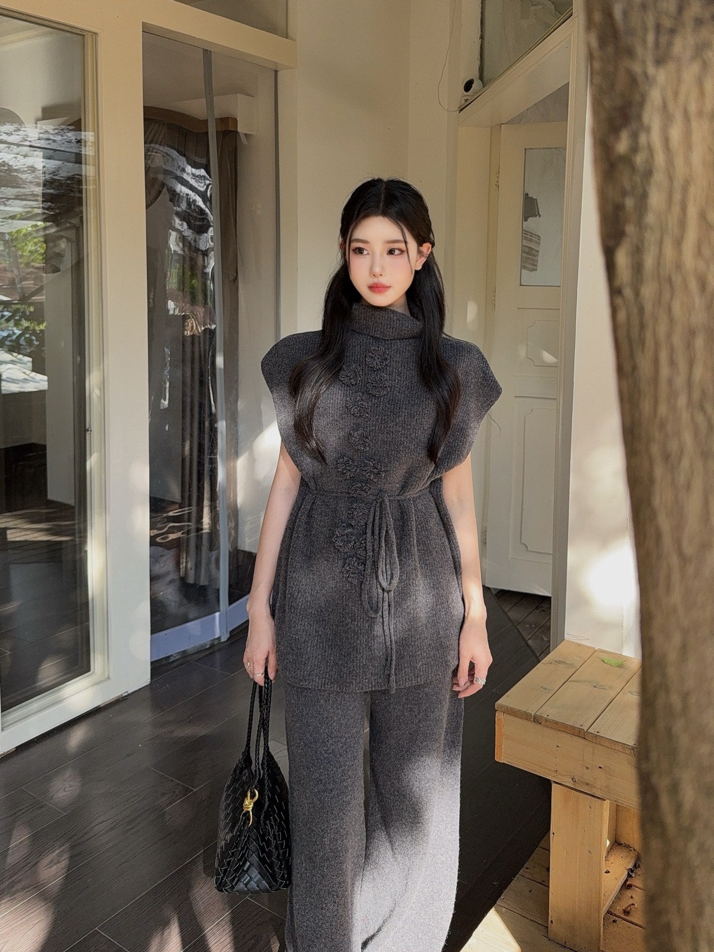 Chan 25fw sleeveless sweater pants set