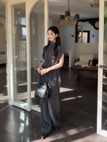 Chan 25fw sleeveless sweater pants set