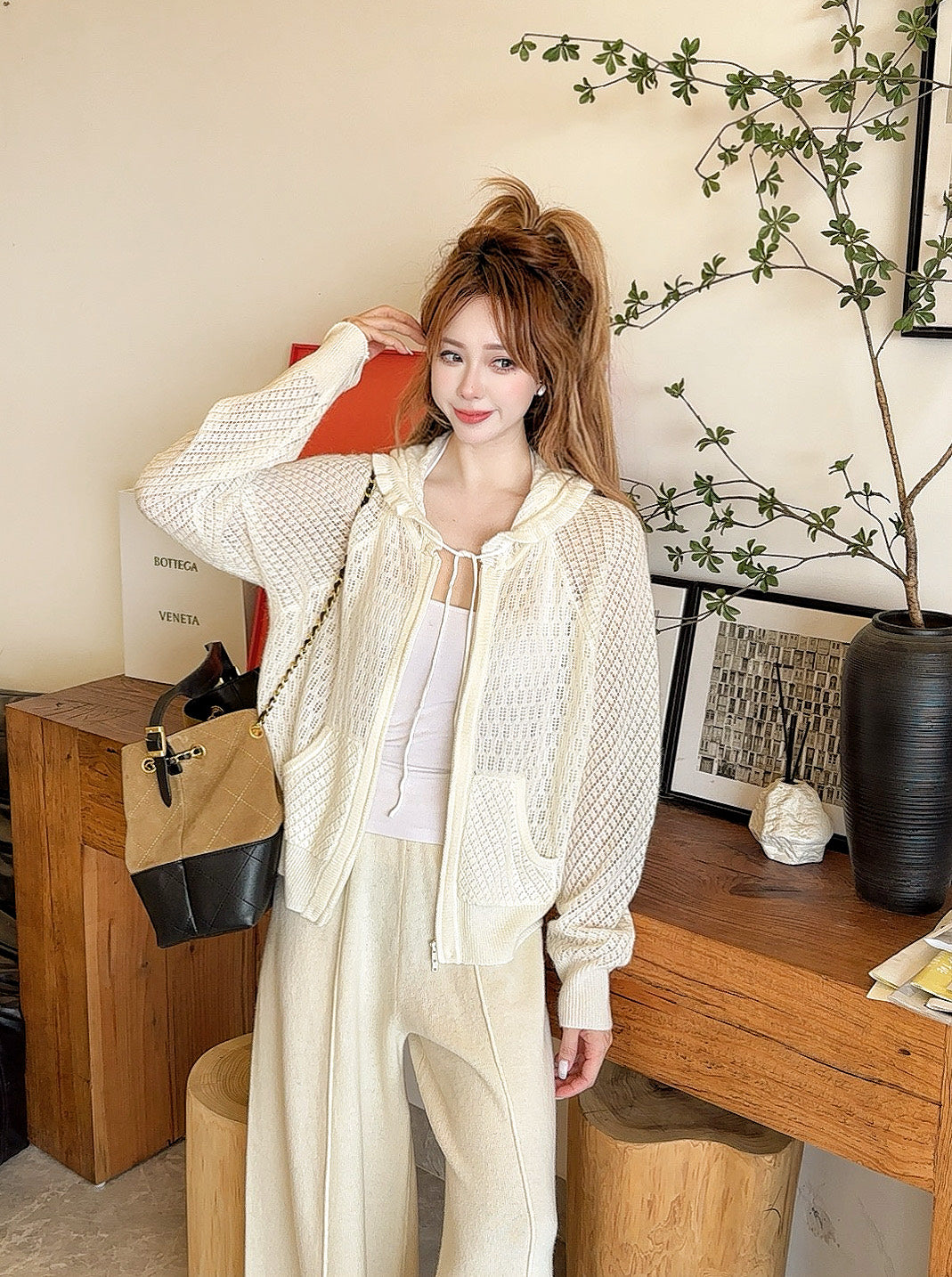 CD 25fw hooded knit cardigan