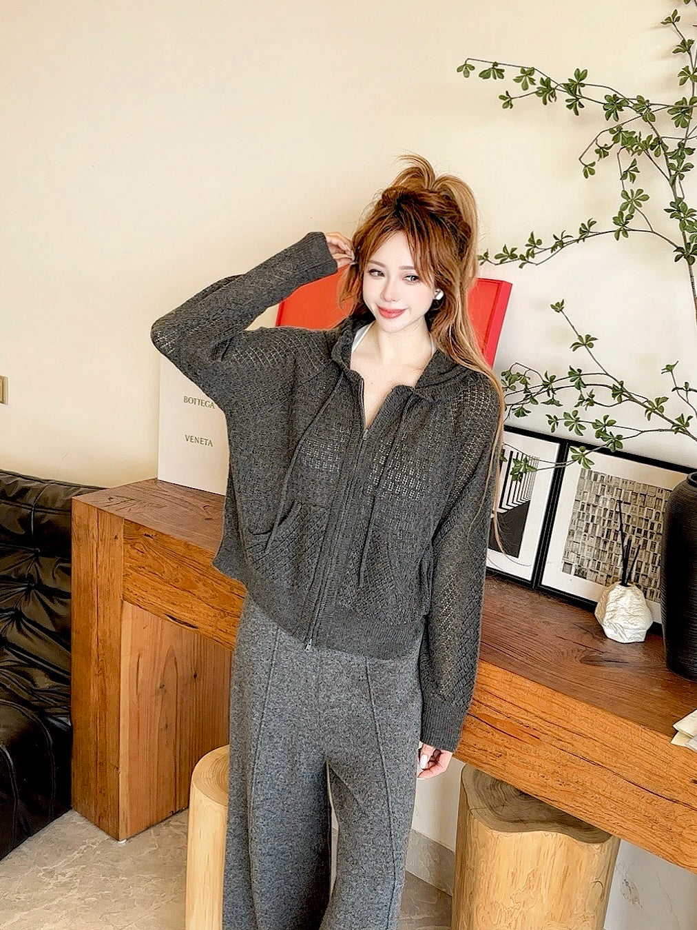 CD 25fw hooded knit cardigan