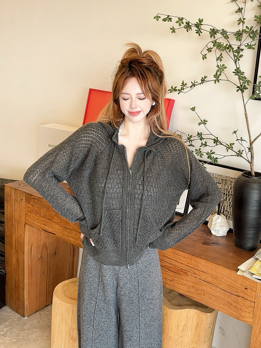 CD 25fw hooded knit cardigan