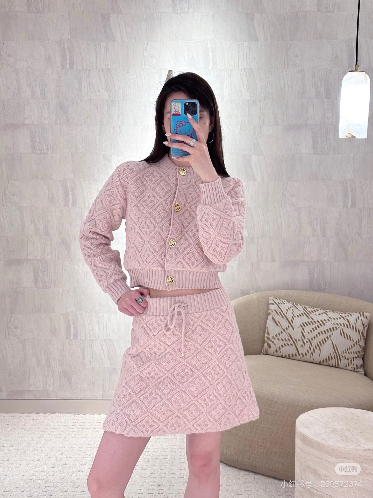 Loui 25fw cardigan skirt set