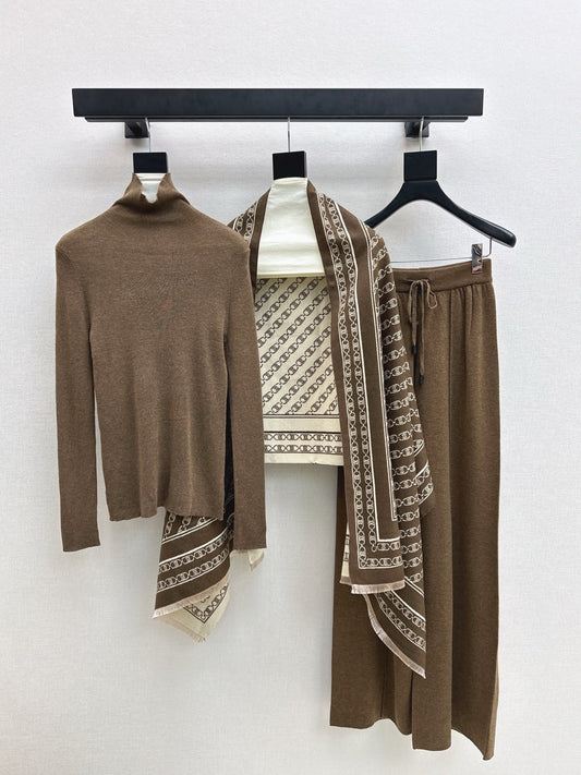 Celi 25fw knit shawl base layer pants set