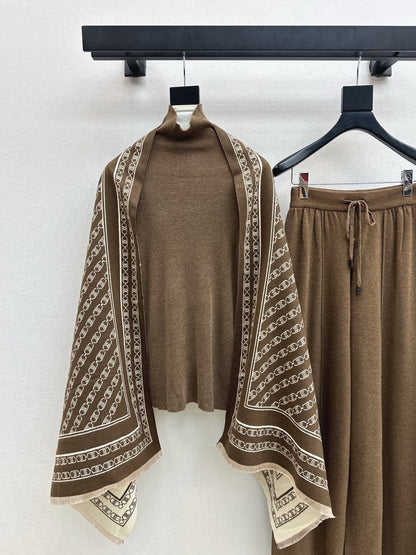 Celi 25fw knit shawl base layer pants set