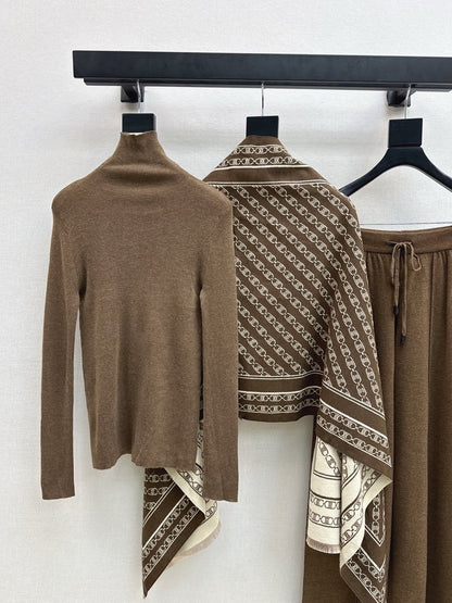 Celi 25fw knit shawl base layer pants set