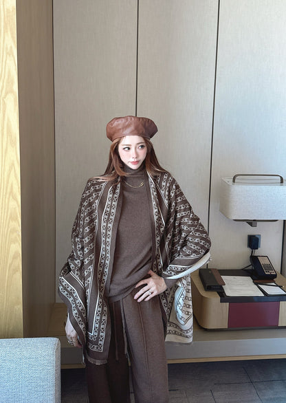 Celi 25fw knit shawl base layer pants set