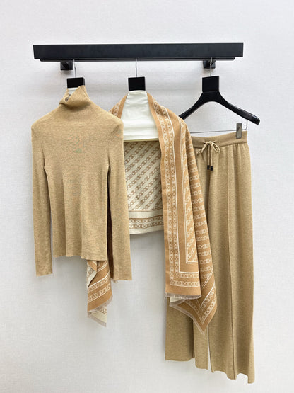 Celi 25fw knit shawl base layer pants set