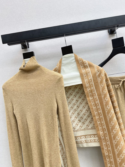 Celi 25fw knit shawl base layer pants set