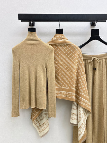 Celi 25fw knit shawl base layer pants set