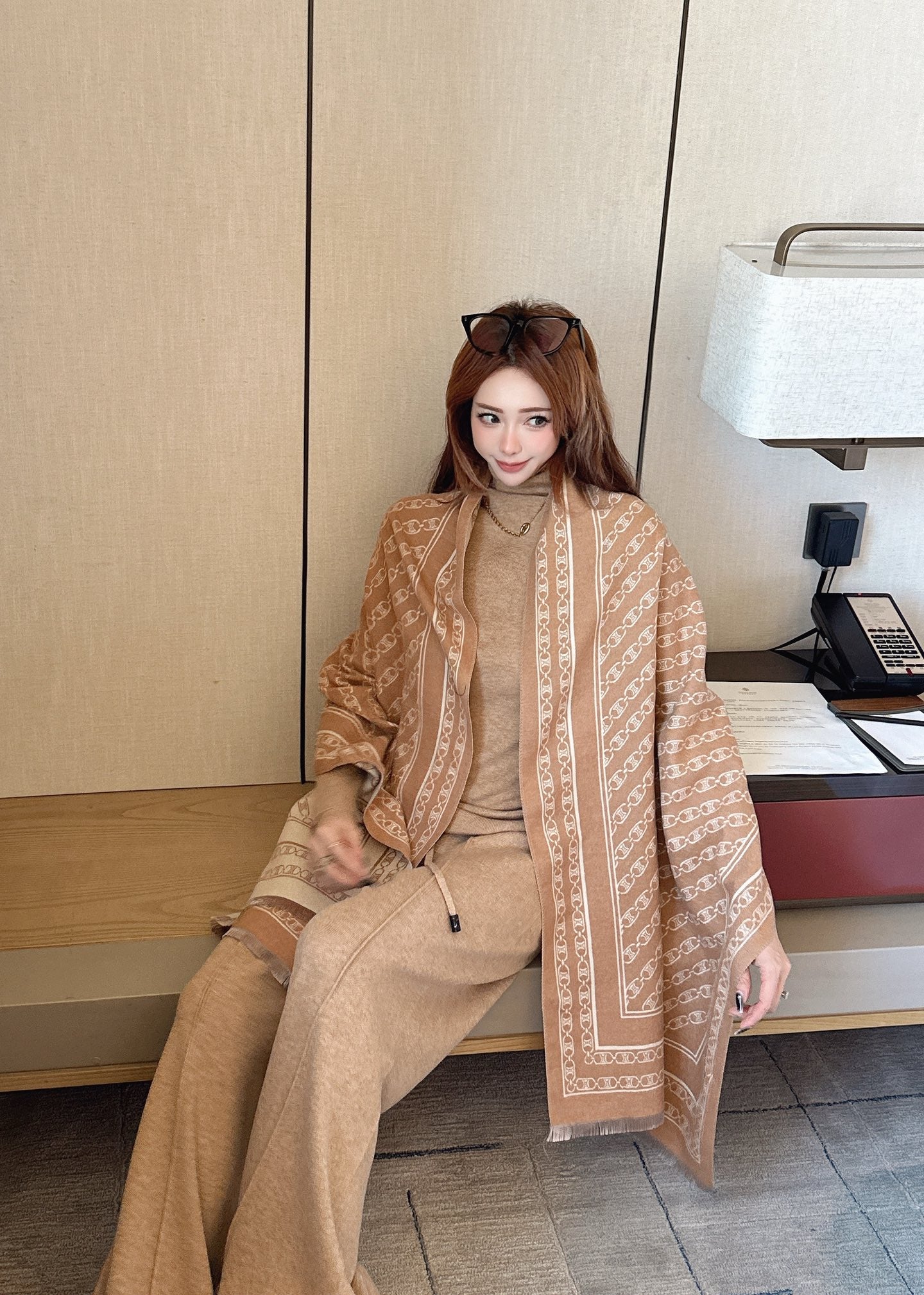 Celi 25fw knit shawl base layer pants set