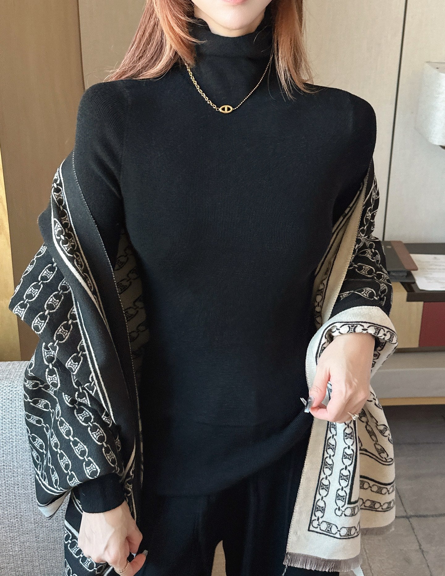 Celi 25fw knit shawl base layer pants set