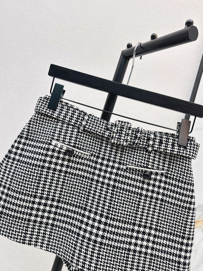 Self 25fw houndstooth short skirts