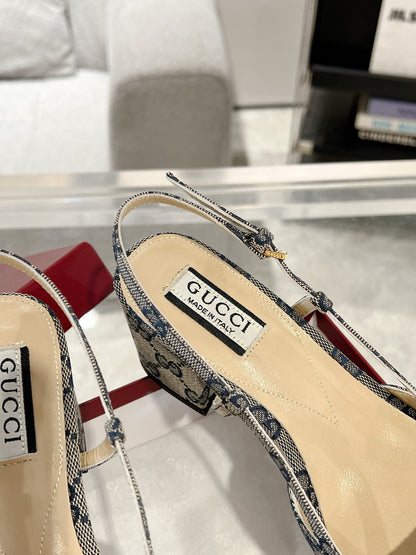 Gucc 25fw slingback chunky heels