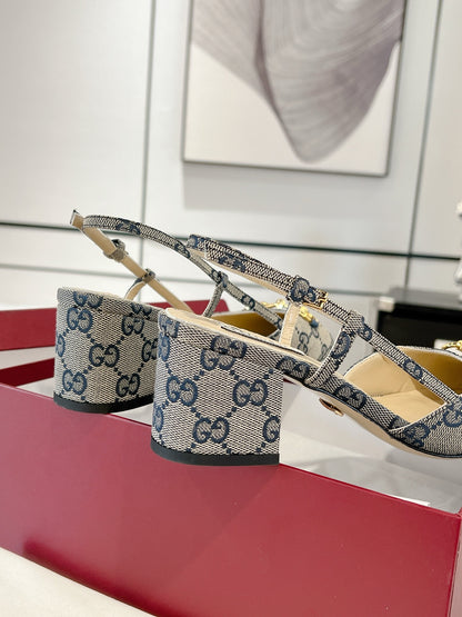 Gucc 25fw slingback chunky heels