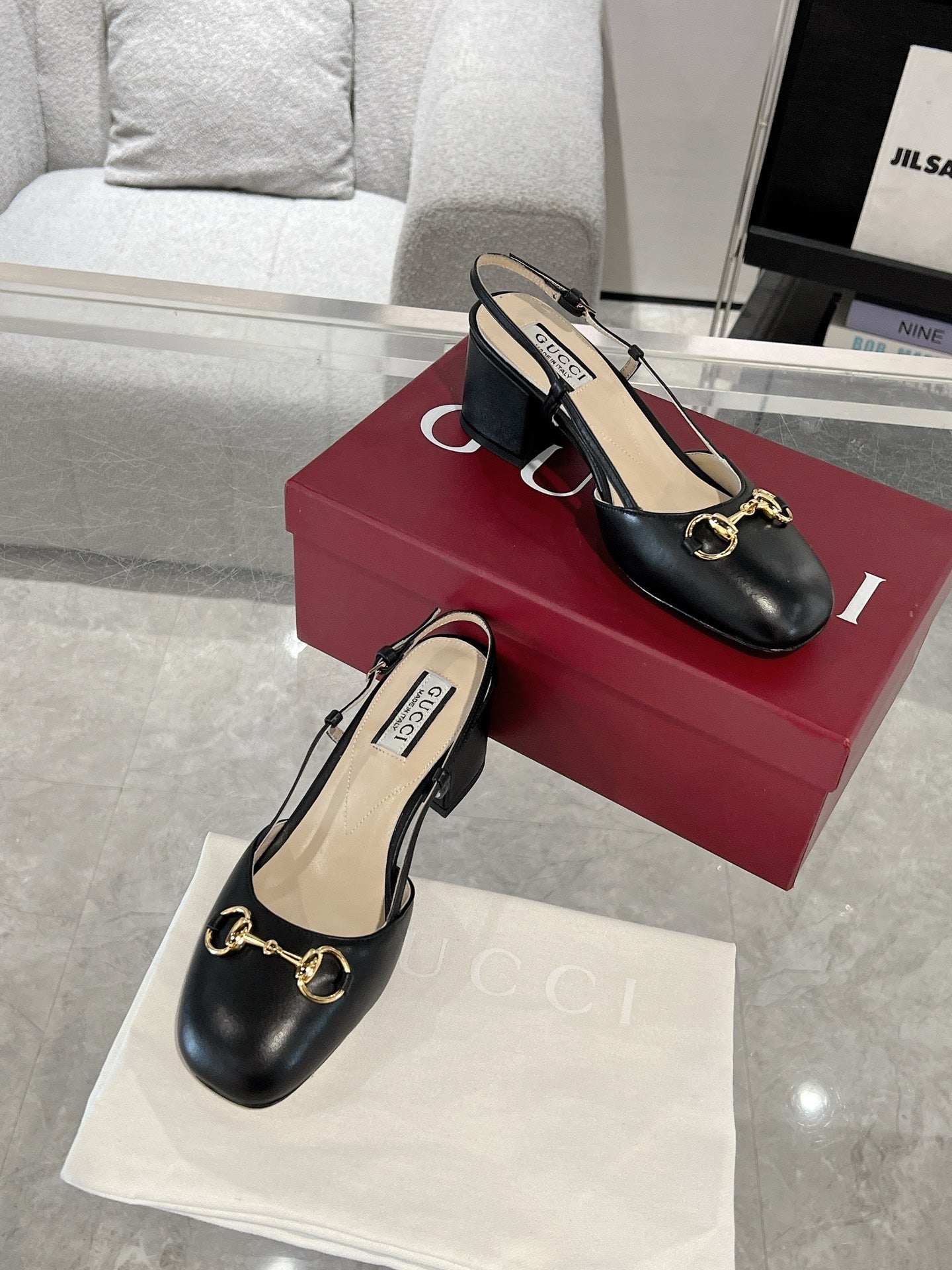 Gucc 25fw slingback chunky heels