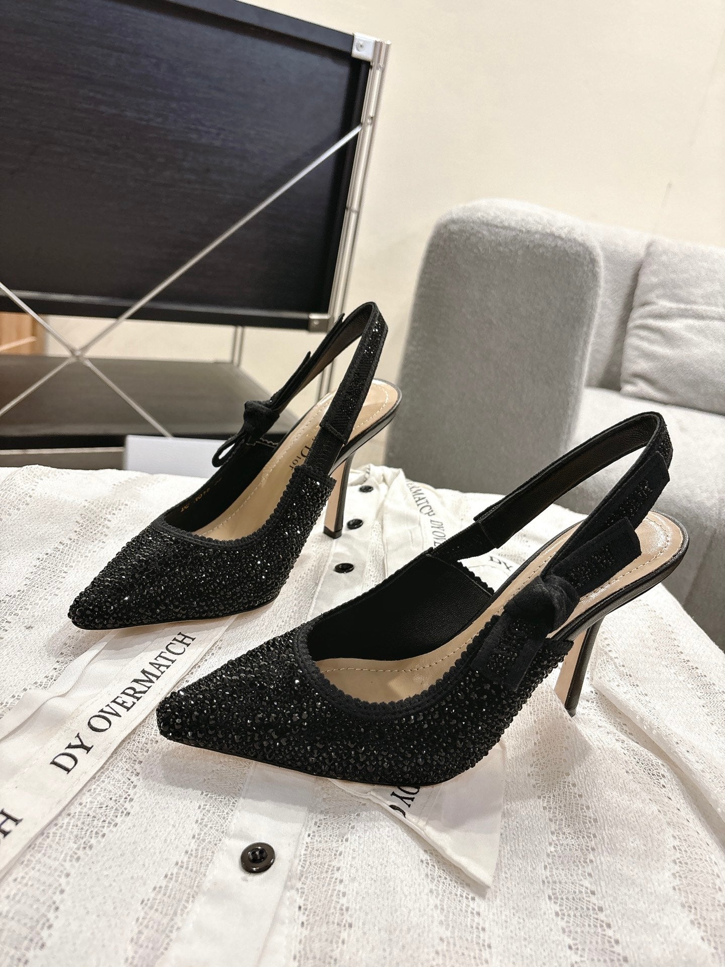 CD 25fw rhinestone slingback heels