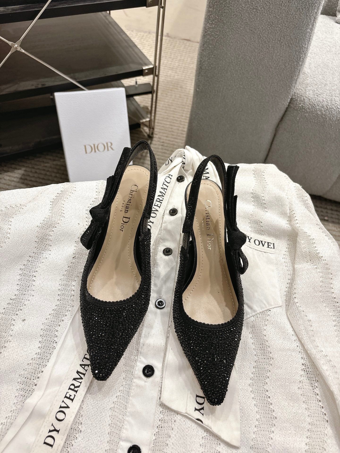 CD 25fw rhinestone kitten slingback heels