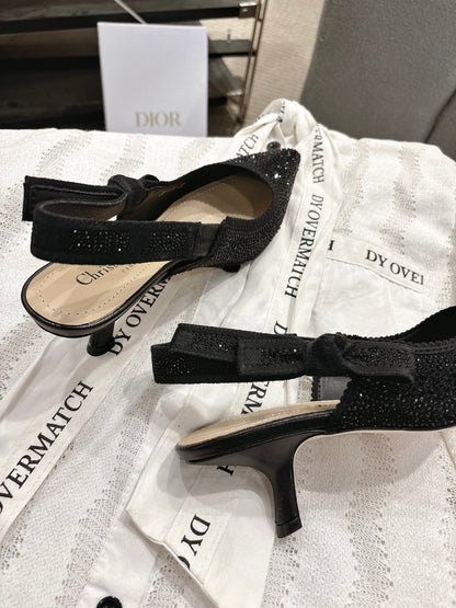 CD 25fw rhinestone kitten slingback heels