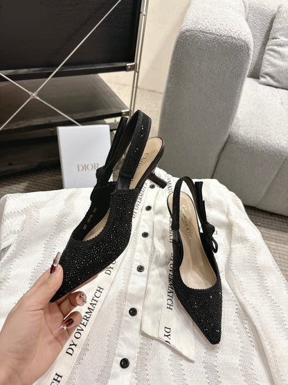 CD 25fw rhinestone kitten slingback heels