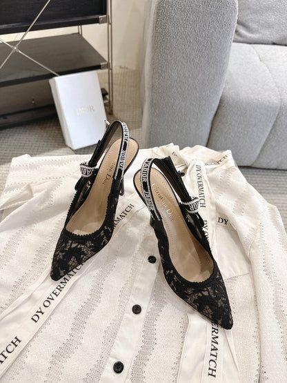 CD 25fw lace slingback heels