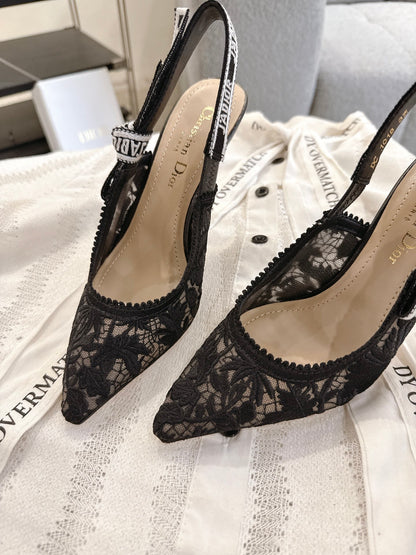 CD 25fw lace slingback heels