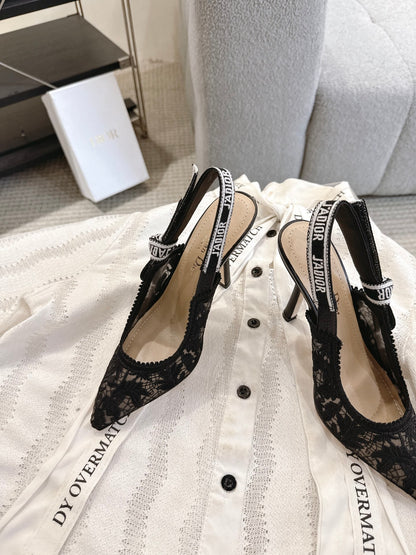 CD 25fw lace slingback heels