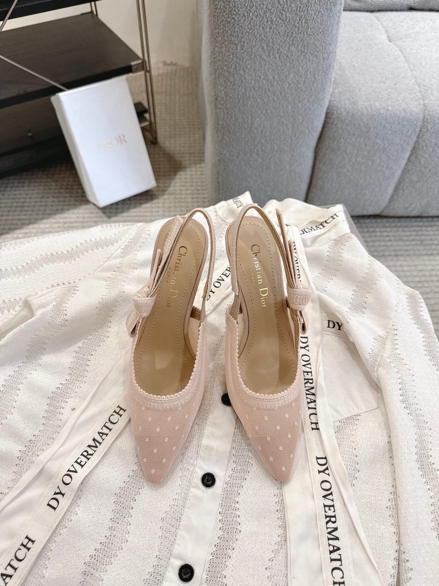 CD 25fw mesh slingback heels