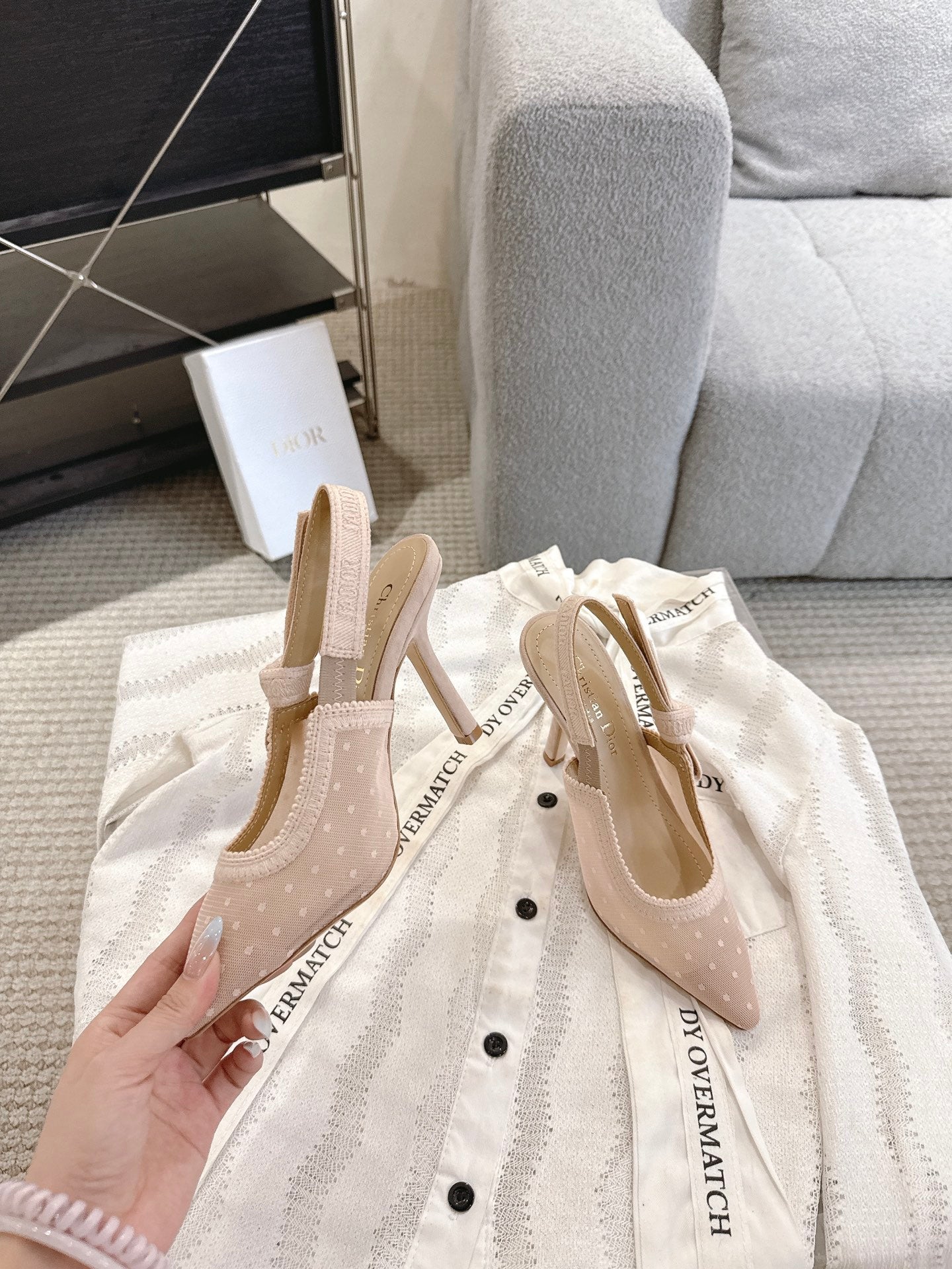 CD 25fw mesh slingback heels