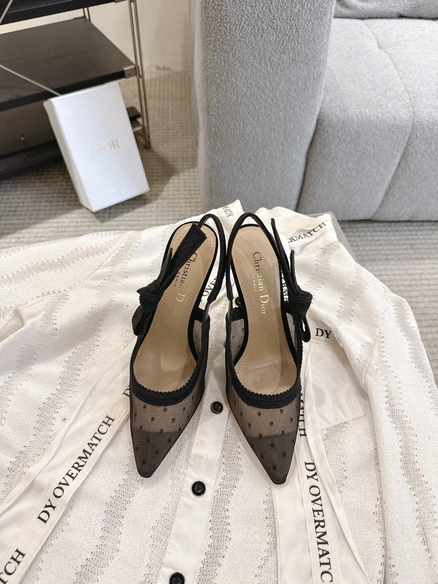 CD 25fw mesh slingback heels